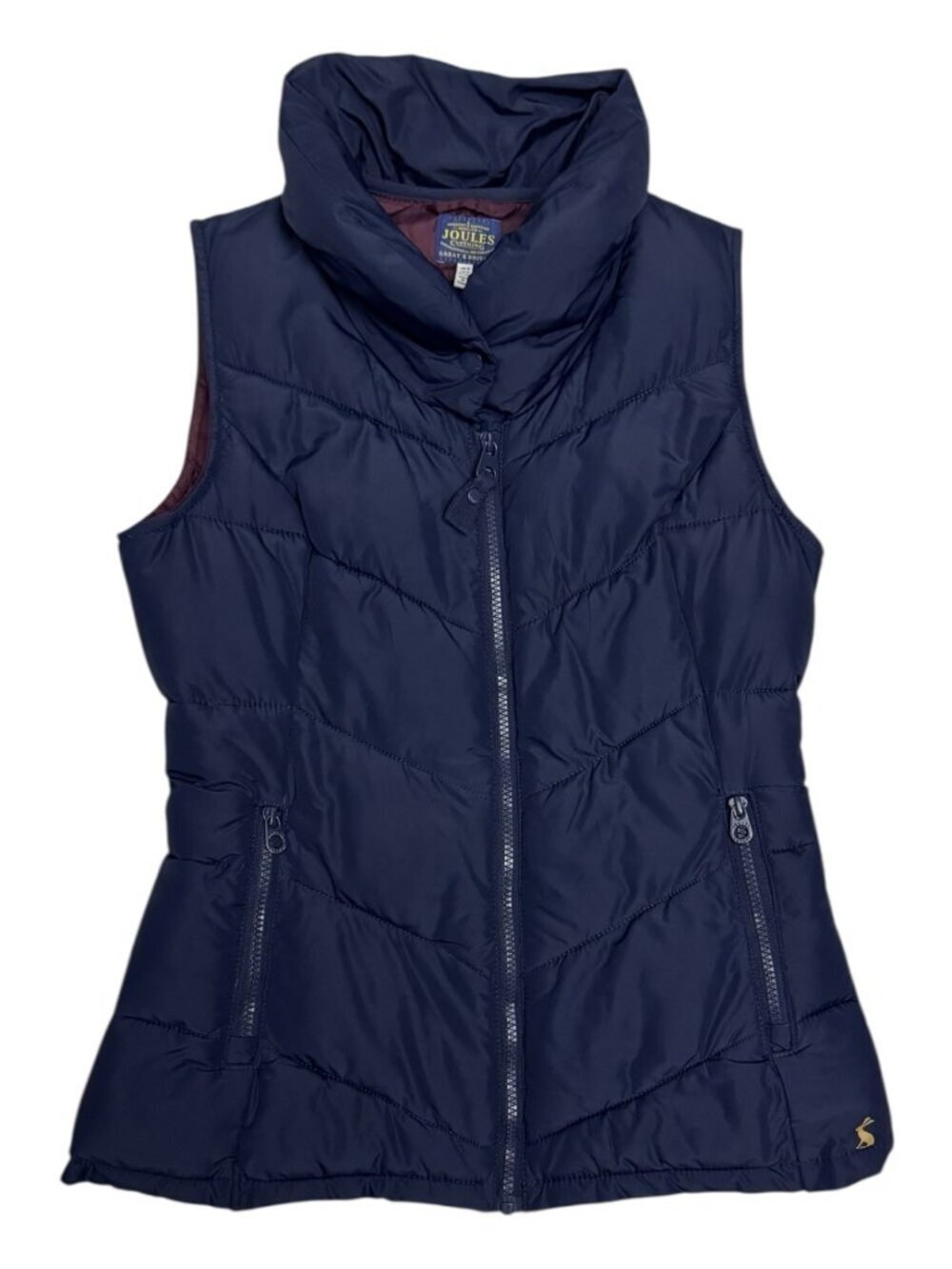 JOULES Luxury Designer Blue Equestrian Winter Puffer Vest Womens Size 4